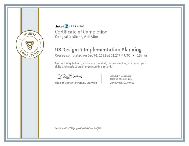 UX Design 7: Implementation Planning